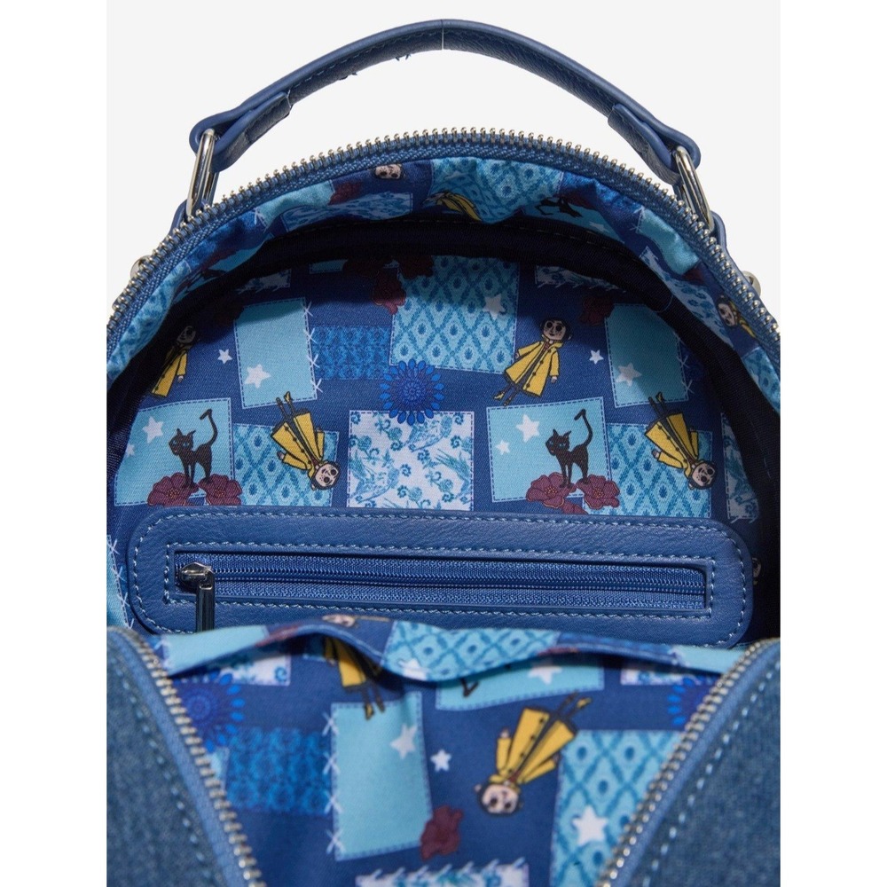 Loungefly Coraline Denim Backpack & Wallet Set Cosplay Patchwork Bag - Picture 10 of 10